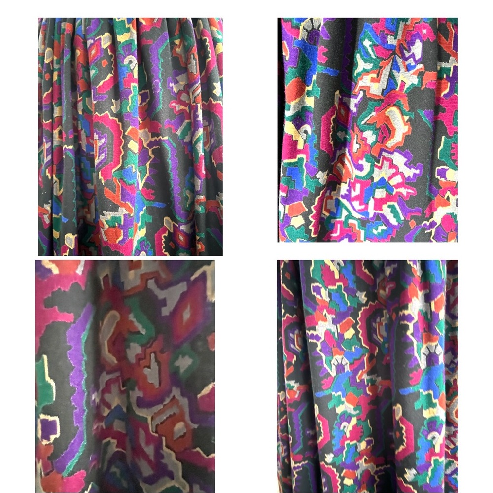 Vintage 90s Abstract Art Maxi Skirt – Custom Made, Multicoloured-gathered A-line - Picture 16 of 16